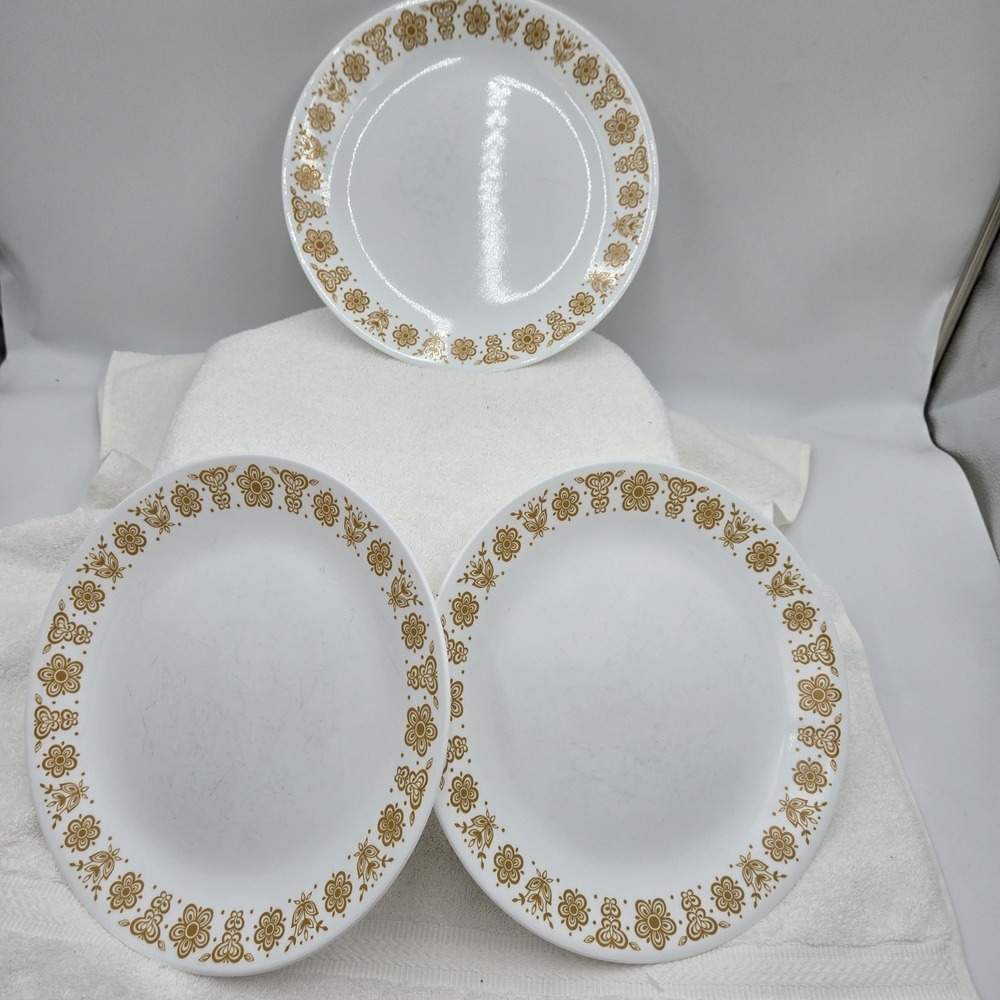 Vtg Corelle Butterfly Gold Dinner Plate 10.25" 1970's Replacements Lot Of 3 - Picture 2 of 13